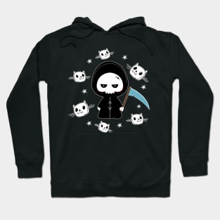 Spooky Grim Reaper with Cats Pattern Halloween Hoodie